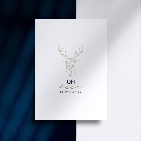 kerstkaart – oh deer happy new year